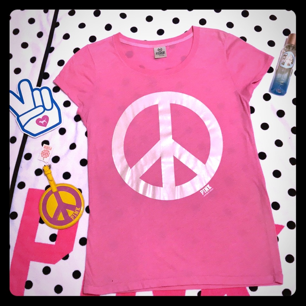 💕VS PINK 2009 ☮️ Peace Sign ☮️Tee 💕 - Picture 4 of 9